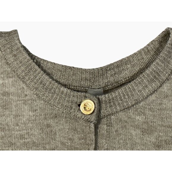 Anthropologie Maeve Short Sleeve Grey Cardigan‎ Gold Buttons  XL Preppy Academia - Picture 5 of 16